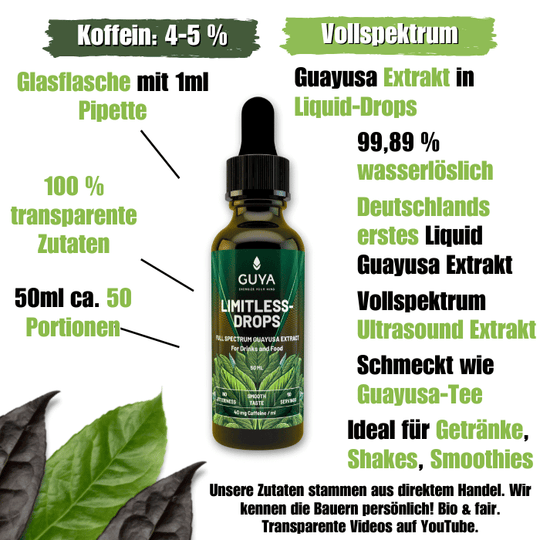 Limitless-Drops – 100% Guayusa Extrakt-Konzentrat VORVERKAUF - Bio Guayusa Tee kaufen - GUYA Guayusa Online Shop