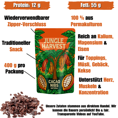 Kakao Nibs – Naturbelassen 400g VORVERKAUF - Bio Guayusa Tee kaufen - GUYA Guayusa Online Shop