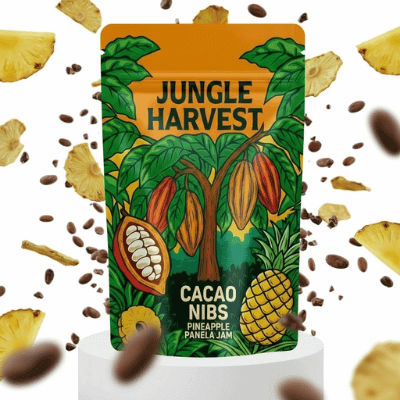 Cacao Nibs with Pineapple Panela Jam – Tropical gourmet snack from