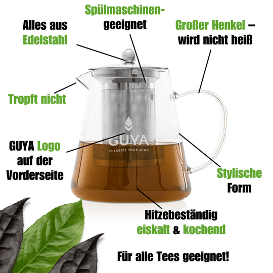 Teapot - Teekanne 950ml mit Edelstahlsieb - GUYA - Guayusa GmbH
