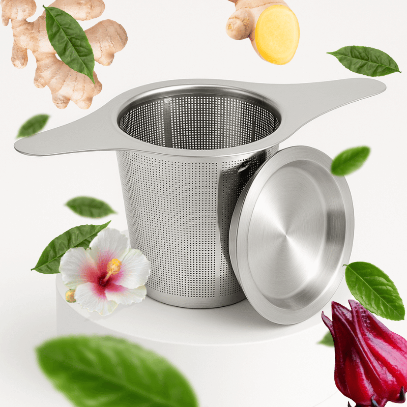 Praktisches Teesieb aus Edelstahl mit Deckel - Bio Guayusa Tee kaufen - GUYA Guayusa Online Shop