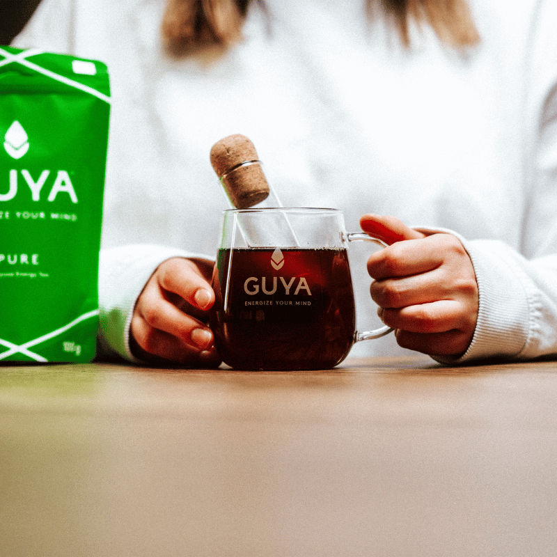 Edles Teesieb aus Glas mit Korkenverschluss - Bio Guayusa Tee kaufen - GUYA Guayusa Online Shop