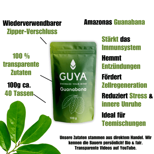 Guanabana Tee (Soursop, Graviola) VORVERKAUF - Bio Guayusa Tee kaufen - GUYA Guayusa Online Shop